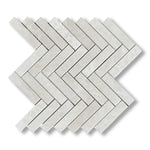 1x4 White Pearl / Botticino Marble Polished Herringbone Mosaic Tile - American Tile Depot
