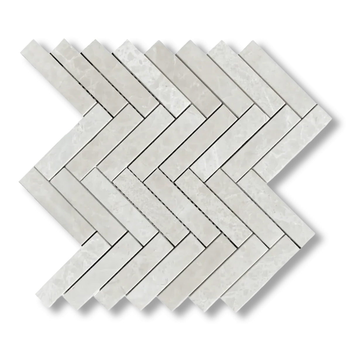 1x4 White Pearl / Botticino Marble Polished Herringbone Mosaic Tile - American Tile Depot