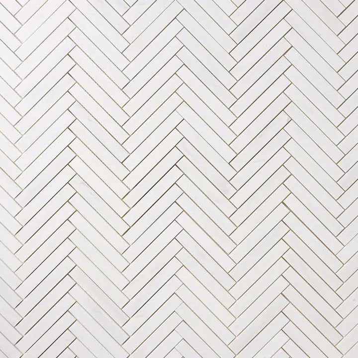 1x6 Bianco Dolomite Honed Herringbone Mosaic Tile 1x6 Bianco Dolomite Honed Herringbone Mosaic Tile - American Tile Depot