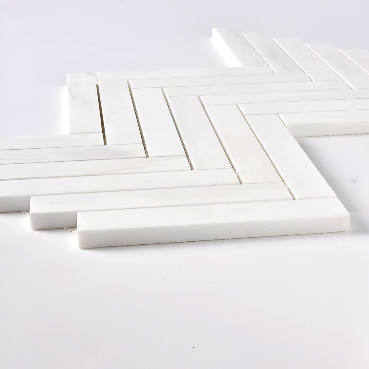 1x6 Bianco Dolomite Honed Herringbone Mosaic Tile 1x6 Bianco Dolomite Honed Herringbone Mosaic Tile - American Tile Depot
