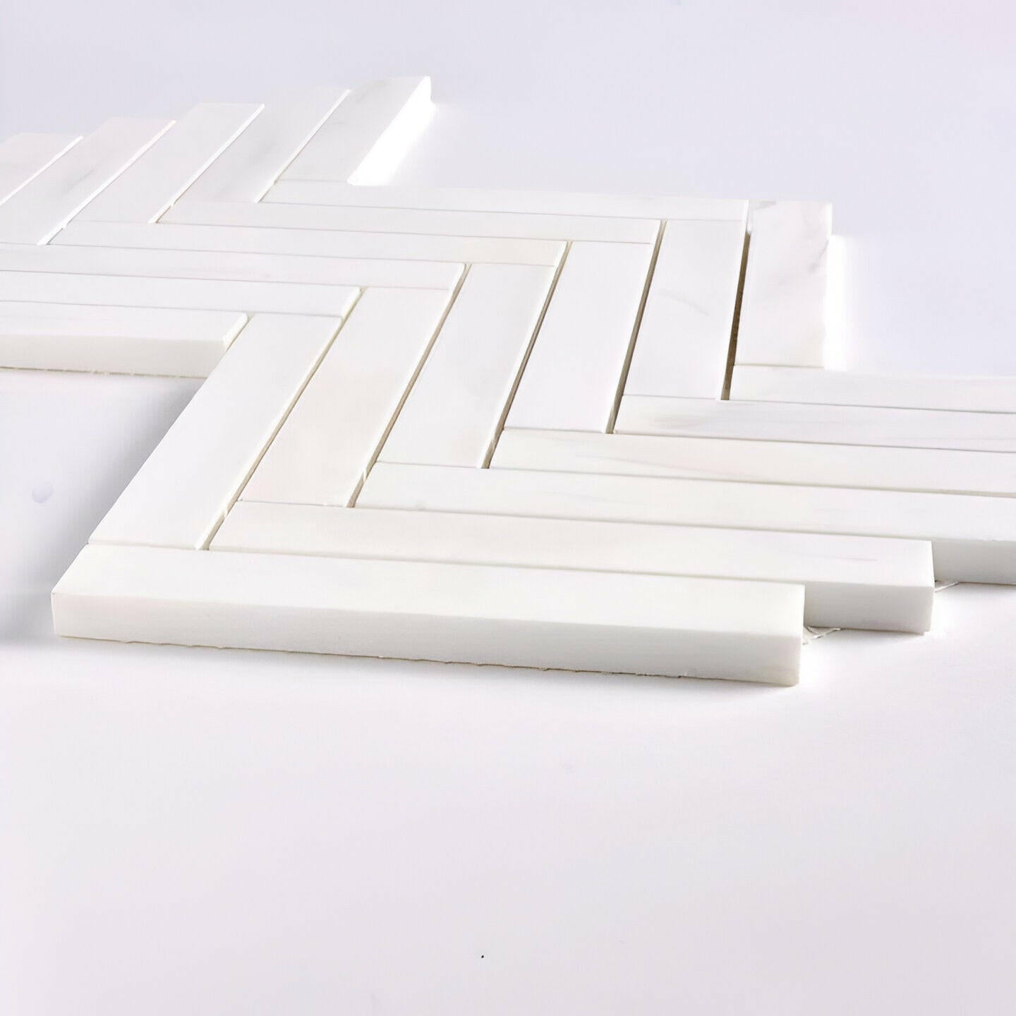 1x6 Bianco Dolomite Honed Herringbone Mosaic Tile 1x6 Bianco Dolomite Honed Herringbone Mosaic Tile - American Tile Depot