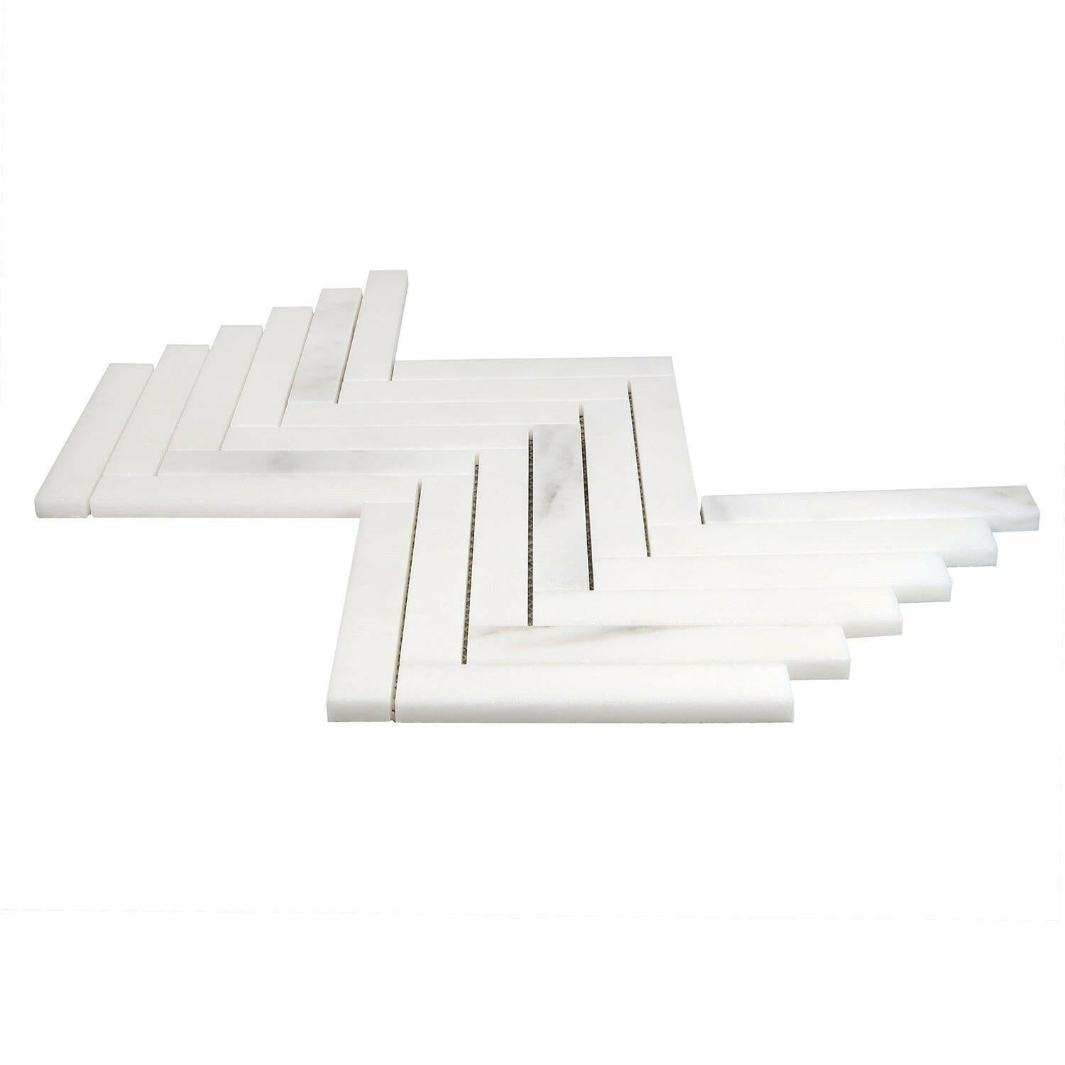 1x6 Calacatta Oliva Marble Honed Herringbone Mosaic Tile 1x6 Calacatta Oliva Marble Honed Herringbone Mosaic Tile - American Tile Depot