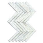 1x6 Calacatta Oliva Marble Honed Herringbone Mosaic Tile 1x6 Calacatta Oliva Marble Honed Herringbone Mosaic Tile - American Tile Depot