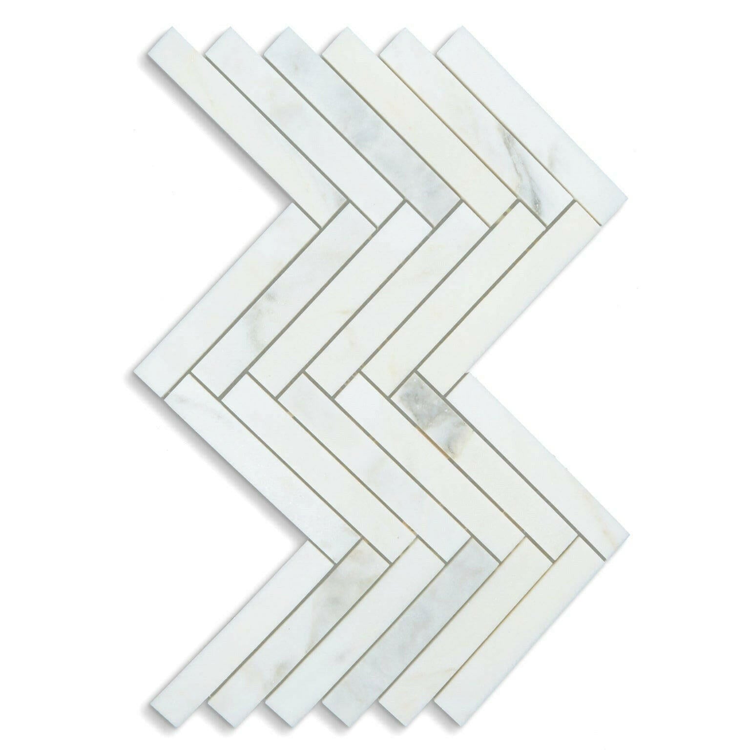 1x6 Calacatta Oliva Marble Polished Herringbone Mosaic Tile 1x6 Calacatta Oliva Marble Polished Herringbone Mosaic Tile - American Tile Depot