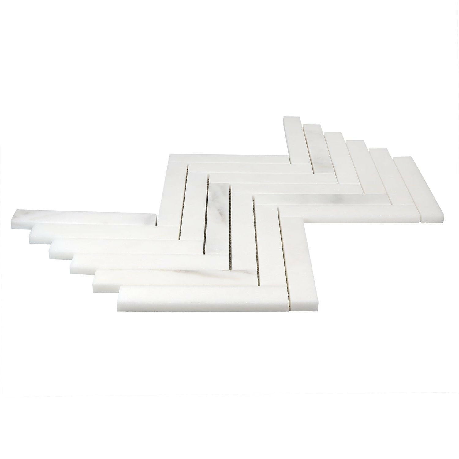 1x6 Calacatta Oliva Marble Polished Herringbone Mosaic Tile 1x6 Calacatta Oliva Marble Polished Herringbone Mosaic Tile - American Tile Depot