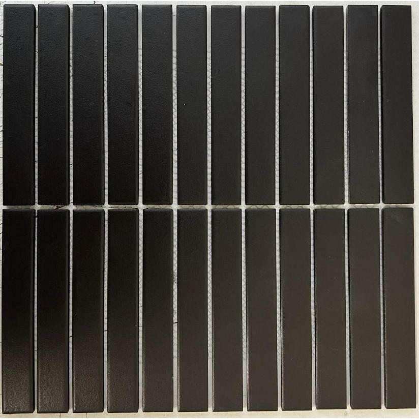 1x6 Gio Charcoal Black Stacked Linear Non-Slip Porcelain Matte Mosaic Tile 1x6 Gio Charcoal Black Stacked Linear Non-Slip Porcelain Matte Mosaic Tile - American Tile Depot