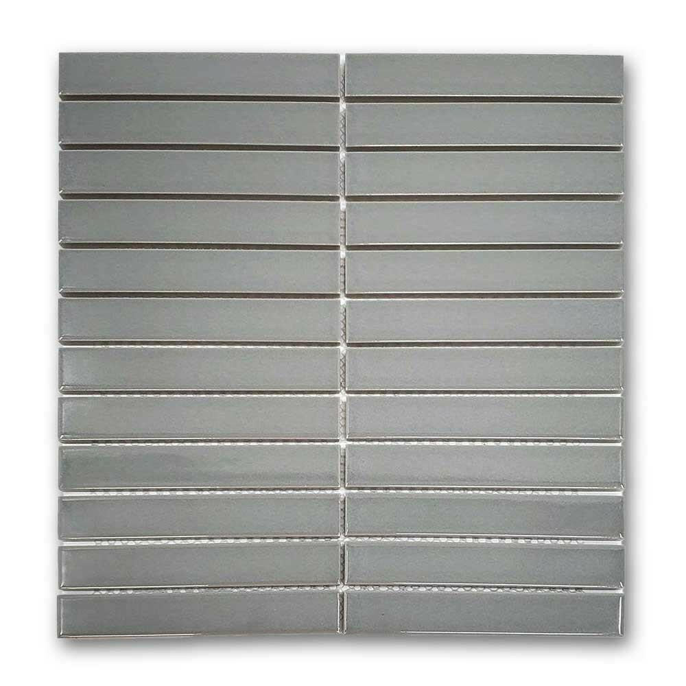 1x6 Gio Gray Stacked Linear Porcelain Glossy Mosaic Tile 1x6 Gio Gray Stacked Linear Porcelain Glossy Mosaic Tile - American Tile Depot