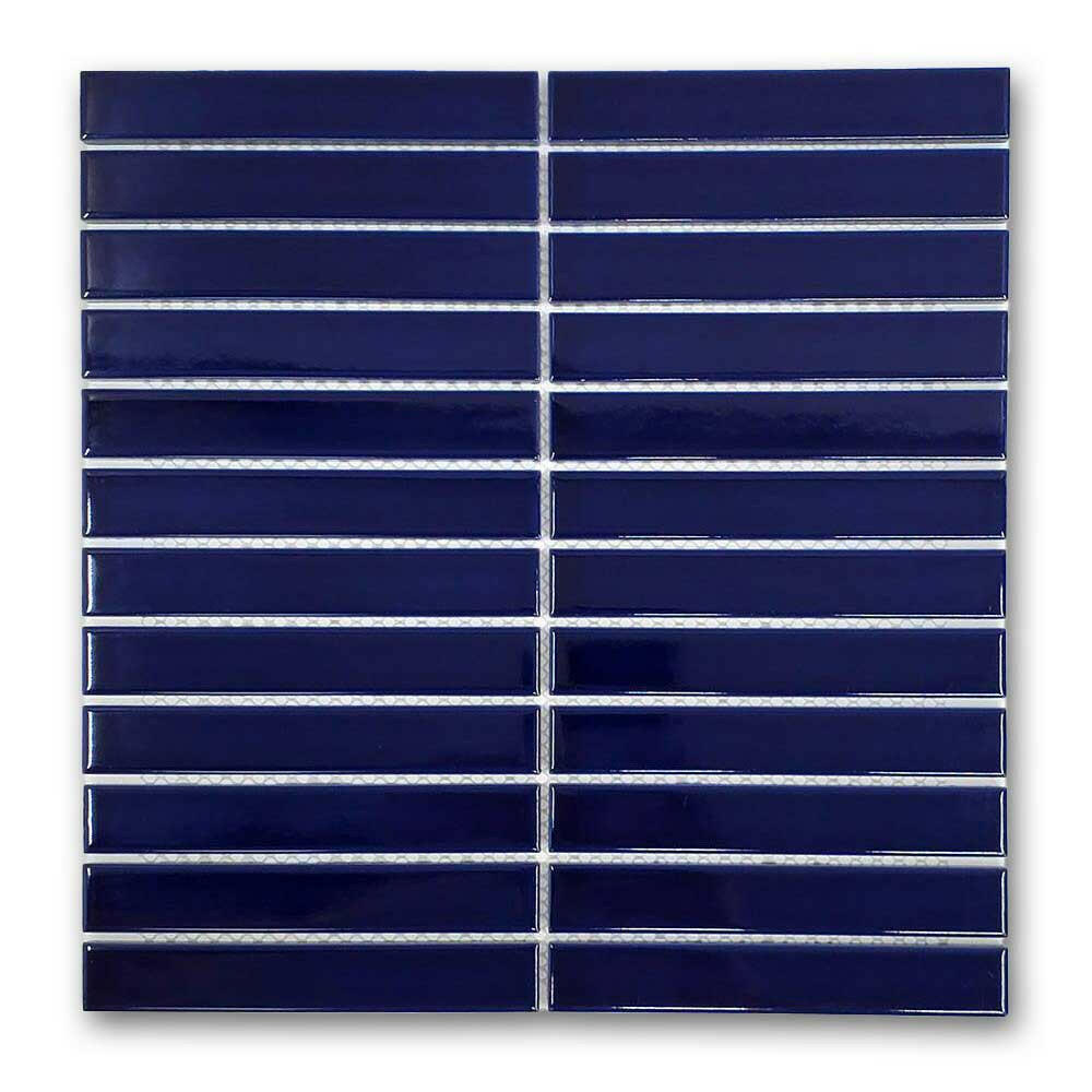 1x6 Gio Cobalt Blue Stacked Linear Porcelain Glossy Mosaic Tile 1x6 Gio Cobalt Blue Stacked Linear Porcelain Glossy Mosaic Tile - American Tile Depot
