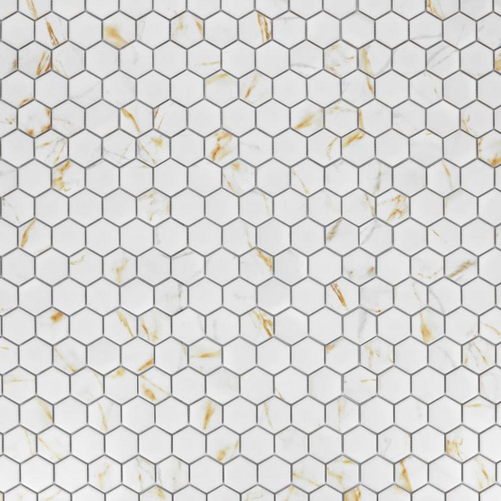 2" Band Calacatta Matte Hexagon Porcelain Mosaic Tile 2" Band Calacatta Matte Hexagon Porcelain Mosaic Tile - American Tile Depot