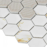 2" Band Calacatta Matte Hexagon Porcelain Mosaic Tile 2" Band Calacatta Matte Hexagon Porcelain Mosaic Tile - American Tile Depot
