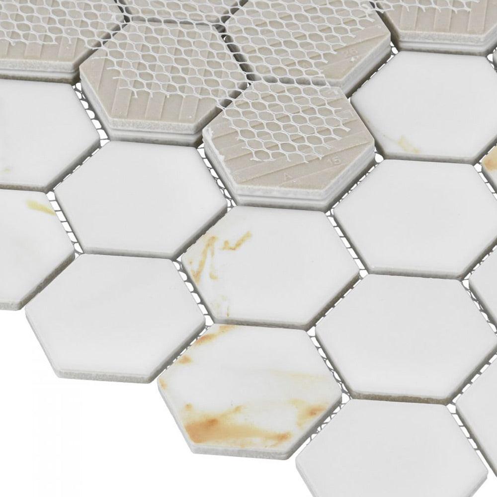 2" Band Calacatta Matte Hexagon Porcelain Mosaic Tile 2" Band Calacatta Matte Hexagon Porcelain Mosaic Tile - American Tile Depot