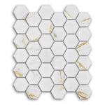 2" Band Calacatta Matte Hexagon Porcelain Mosaic Tile 2" Band Calacatta Matte Hexagon Porcelain Mosaic Tile - American Tile Depot