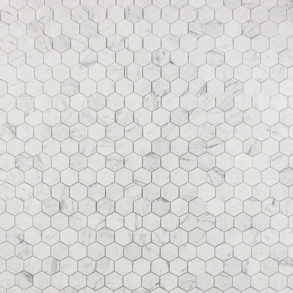2" Beehive Calacatta White Polished Hexagon Marble Mosaic Tile