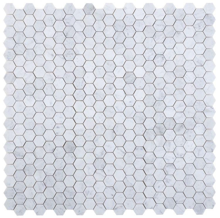 2" Beehive Carrara Honed Hexagon Marble Mosaic Tile 2" Beehive Carrara Honed Hexagon Marble Mosaic Tile - American Tile Depot