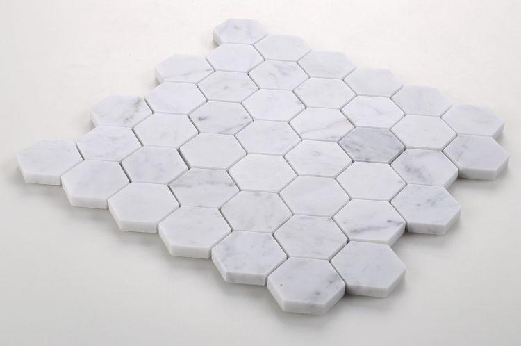 2" Beehive Carrara Honed Hexagon Marble Mosaic Tile 2" Beehive Carrara Honed Hexagon Marble Mosaic Tile - American Tile Depot