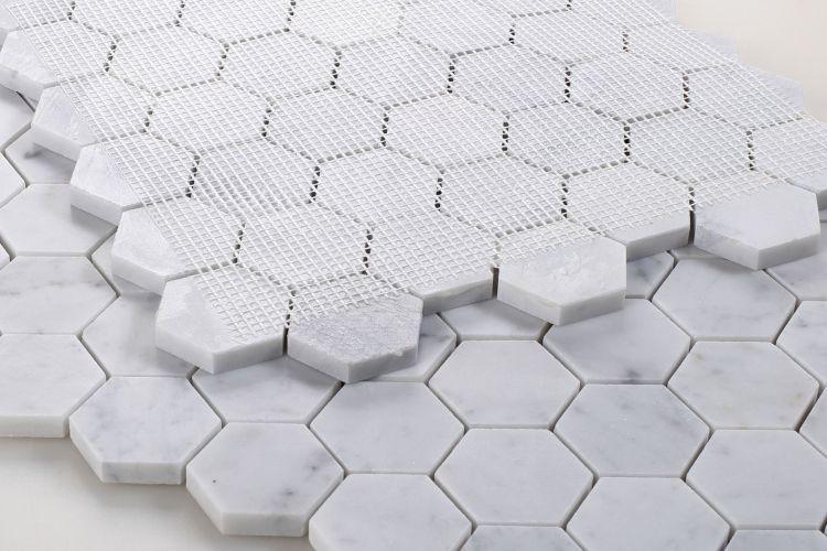 2" Beehive Carrara Honed Hexagon Marble Mosaic Tile 2" Beehive Carrara Honed Hexagon Marble Mosaic Tile - American Tile Depot