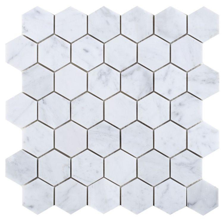 2" Beehive Carrara Honed Hexagon Marble Mosaic Tile 2" Beehive Carrara Honed Hexagon Marble Mosaic Tile - American Tile Depot