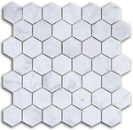 2" Beehive Carrara Honed Hexagon Marble Mosaic Tile - American Tile Depot