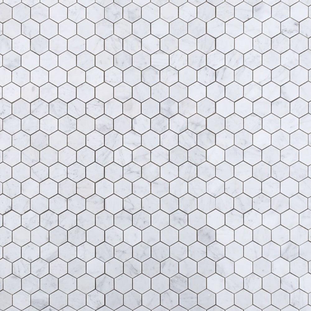 2" Beehive Carrara Polished Hexagon Marble Mosaic Tile 2" Beehive Carrara Polished Hexagon Marble Mosaic Tile - American Tile Depot