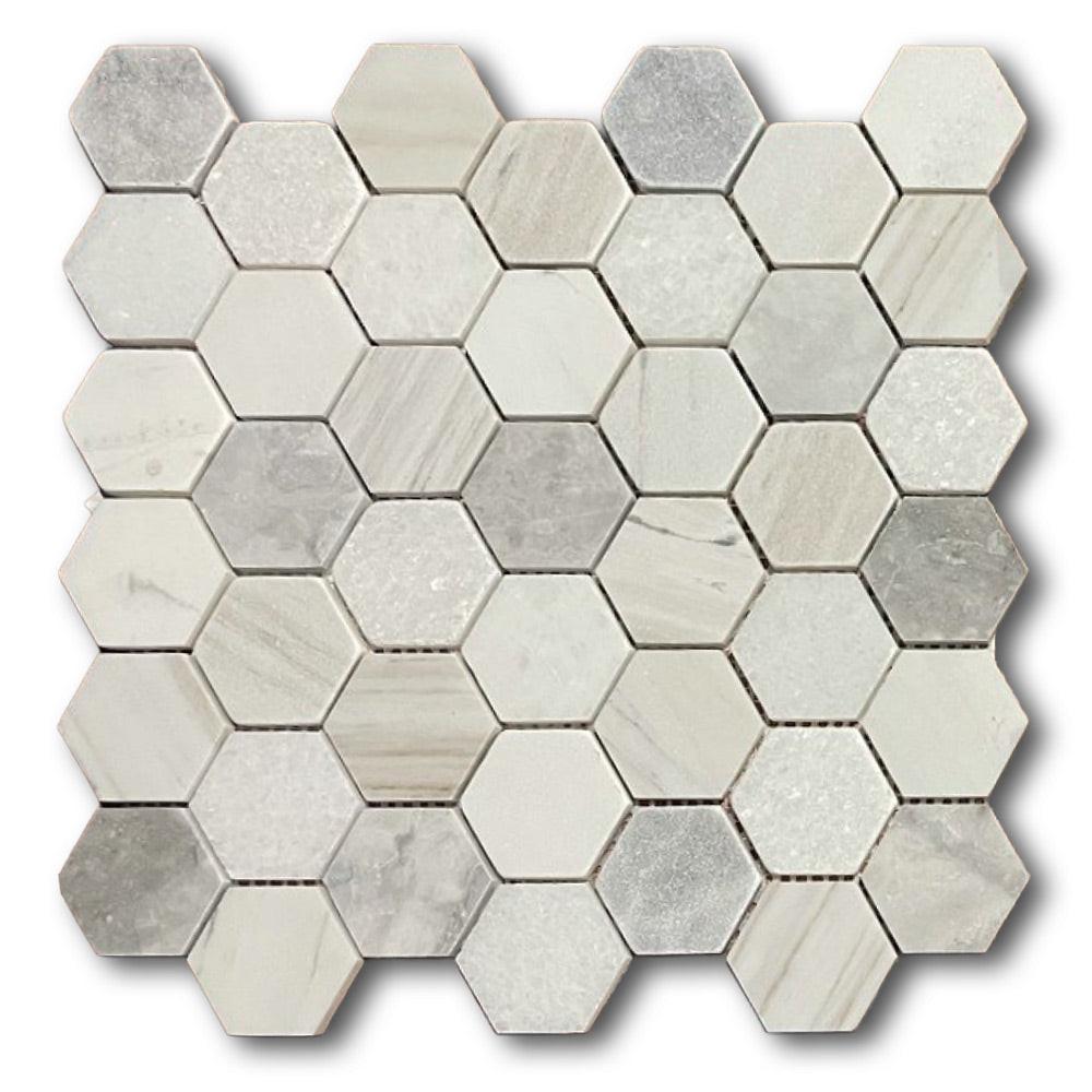2" Beehive Coastal Hexagon Marble Mosaic Tile 2" Beehive Coastal Hexagon Marble Mosaic Tile - American Tile Depot