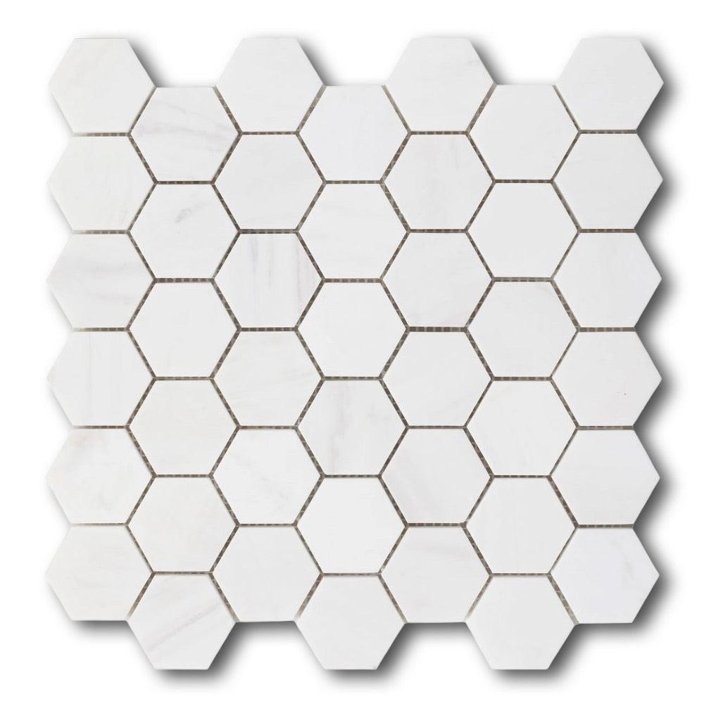 2" Beehive Dolomite Honed Hexagon Marble Mosaic Tile 2" Beehive Dolomite Honed Hexagon Marble Mosaic Tile - American Tile Depot