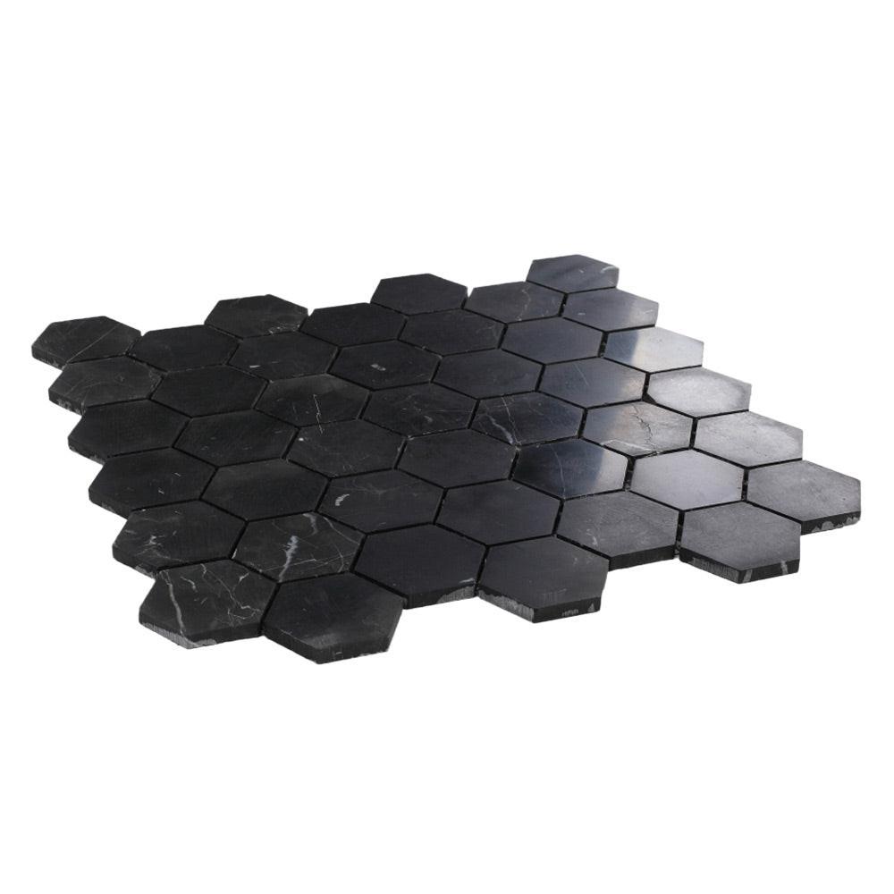 2" Beehive Marquina Honed Hexagon Marble Mosaic Tile 2" Beehive Marquina Honed Hexagon Marble Mosaic Tile - American Tile Depot