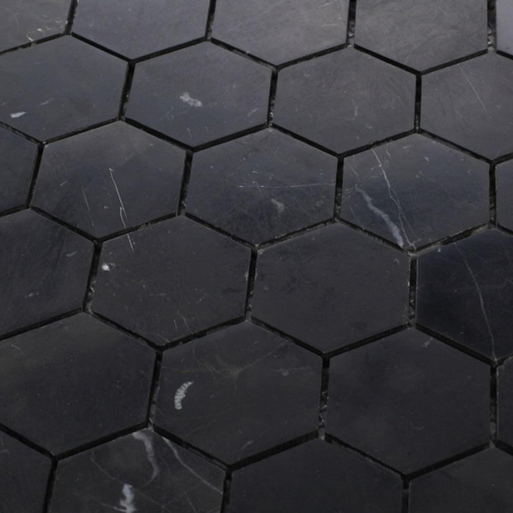 2" Beehive Marquina Honed Hexagon Marble Mosaic Tile 2" Beehive Marquina Honed Hexagon Marble Mosaic Tile - American Tile Depot