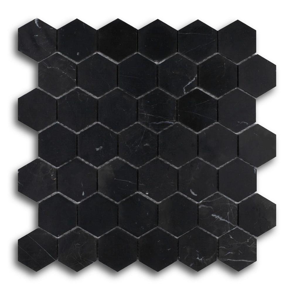 2" Beehive Marquina Honed Hexagon Marble Mosaic Tile 2" Beehive Marquina Honed Hexagon Marble Mosaic Tile - American Tile Depot