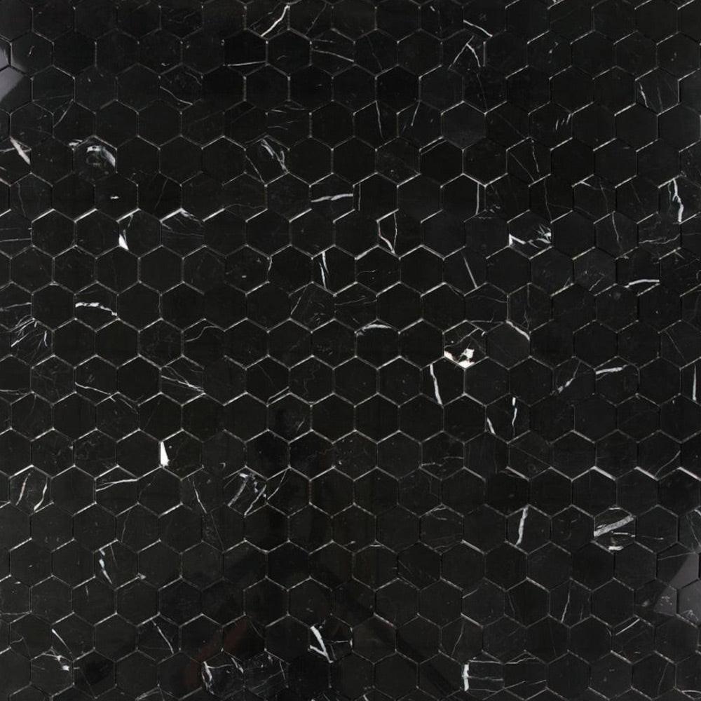 2" Beehive Marquina Polished Hexagon Marble Mosaic Tile 2" Beehive Marquina Polished Hexagon Marble Mosaic Tile - American Tile Depot