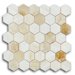 2" Beehive Onyx Ivory Honed Hexagon Marble Mosaic Tile 2" Beehive Onyx Ivory Honed Hexagon Marble Mosaic Tile - American Tile Depot