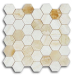 2" Beehive Onyx Ivory Honed Hexagon Marble Mosaic Tile 2" Beehive Onyx Ivory Honed Hexagon Marble Mosaic Tile - American Tile Depot