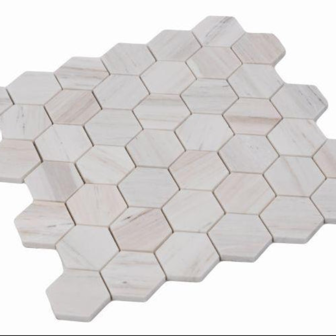 2" Beehive Wooden White Honed Hexagon Marble Mosaic Tile - American Tile Depot