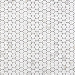 2" Borneo Calacatta Dorado Stone Honed Hexagon Marble Laminated Porcelain Mosaic Tile 2" Borneo Calacatta Dorado Stone Honed Hexagon Marble Laminated Porcelain Mosaic Tile - American Tile Depot