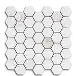 2" Borneo Calacatta Dorado Stone Honed Hexagon Marble Laminated Porcelain Mosaic Tile 2" Borneo Calacatta Dorado Stone Honed Hexagon Marble Laminated Porcelain Mosaic Tile - American Tile Depot