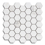 2" Borneo Calacatta Dorado Stone Honed Hexagon Marble Laminated Porcelain Mosaic Tile 2" Borneo Calacatta Dorado Stone Honed Hexagon Marble Laminated Porcelain Mosaic Tile - American Tile Depot