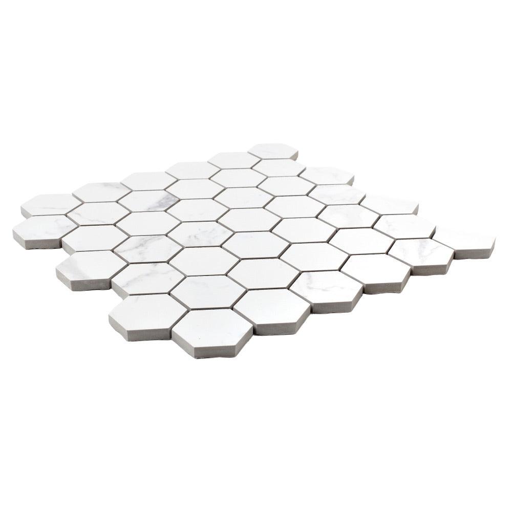 2" Borneo Carrara Pre Matte Hexagon Marble Laminated Porcelain Mosaic Tile 2" Borneo Carrara Pre Matte Hexagon Marble Laminated Porcelain Mosaic Tile - American Tile Depot