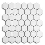 2" Borneo Roy White Matte Hexagon Marble Laminated Porcelain Mosaic Tile 2" Borneo Roy White Matte Hexagon Marble Laminated Porcelain Mosaic Tile - American Tile Depot