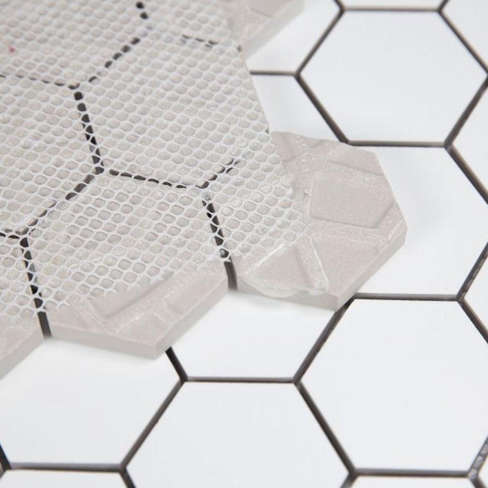 2" Borneo Roy White Polished Hexagon Marble Laminated Porcelain Mosaic Tile 2" Borneo Roy White Polished Hexagon Marble Laminated Porcelain Mosaic Tile - American Tile Depot