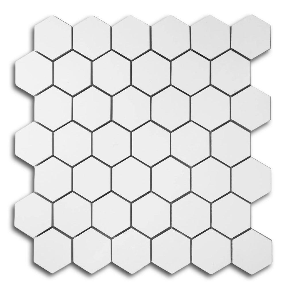 2" Borneo Roy White Polished Hexagon Marble Laminated Porcelain Mosaic Tile 2" Borneo Roy White Polished Hexagon Marble Laminated Porcelain Mosaic Tile - American Tile Depot