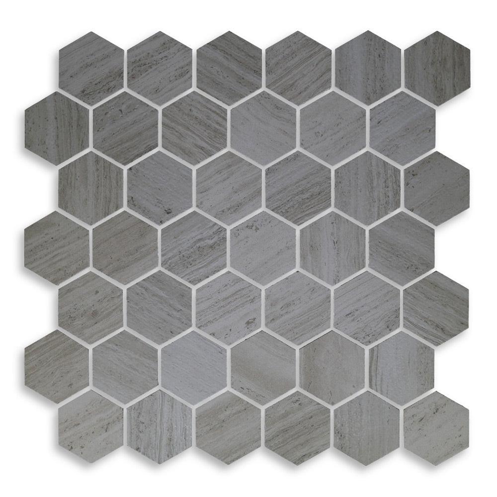 2" Brook Grey Hexagon Porcelain Mosaic Tile 2" Brook Grey Hexagon Porcelain Mosaic Tile - American Tile Depot