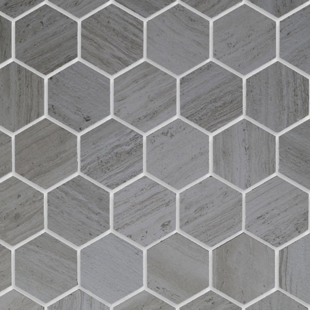 2" Brook Grey Hexagon Porcelain Mosaic Tile 2" Brook Grey Hexagon Porcelain Mosaic Tile - American Tile Depot