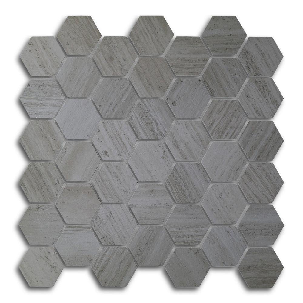 2" Brook Grey Hexagon Porcelain Mosaic Tile 2" Brook Grey Hexagon Porcelain Mosaic Tile - American Tile Depot