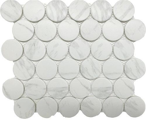 2" Cerelia Carrara Matte Penny Porcelain Mosaic Tile 2" Cerelia Carrara Matte Penny Porcelain Mosaic Tile - American Tile Depot