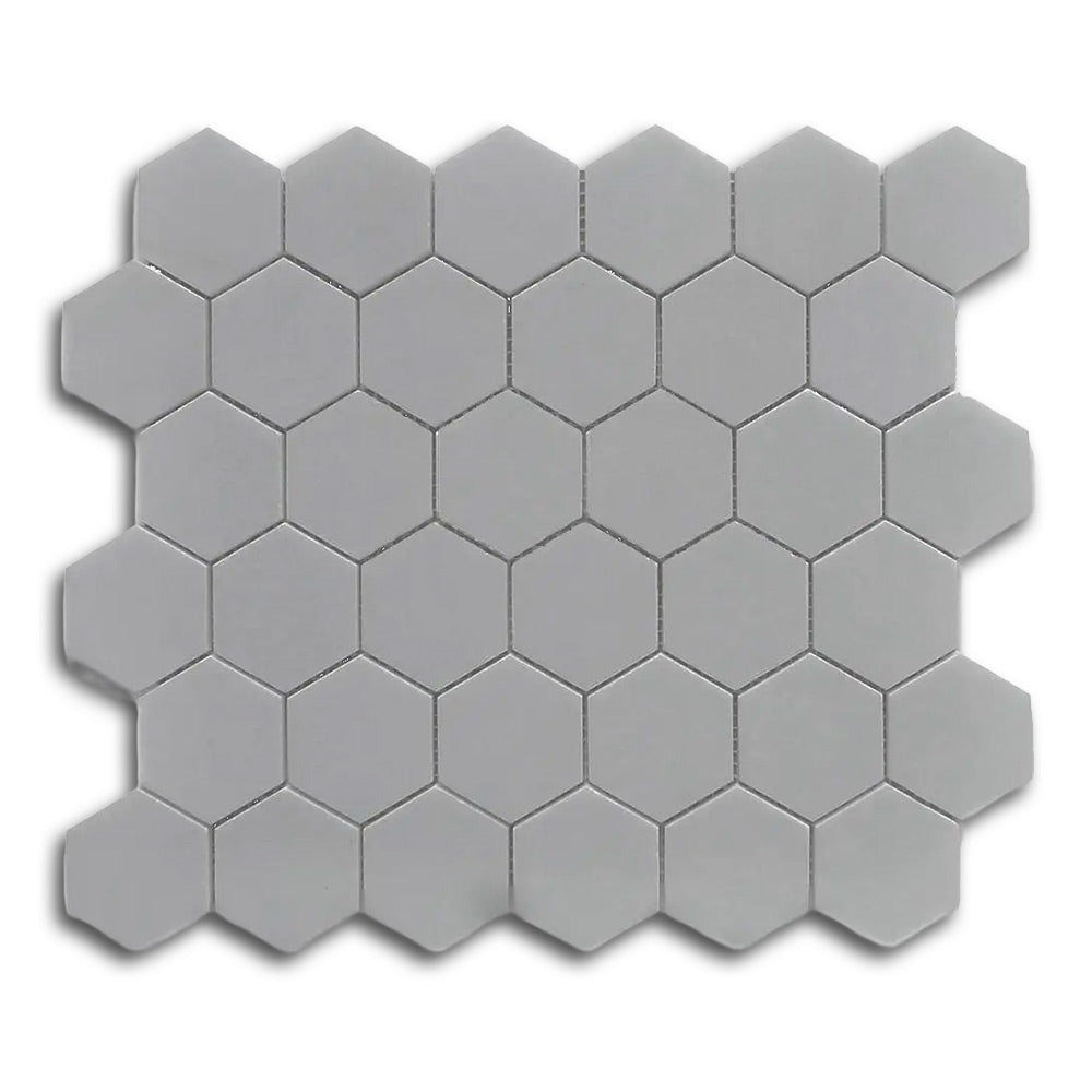 2" Cerelia Gray Matte Hexagon Porcelain Mosaic Tile