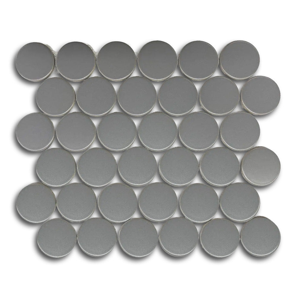 2" Cerelia Gray Matte Penny Porcelain Mosaic Tile