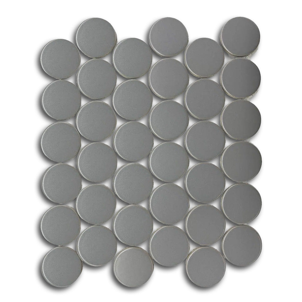 2" Cerelia Gray Matte Penny Porcelain Mosaic Tile