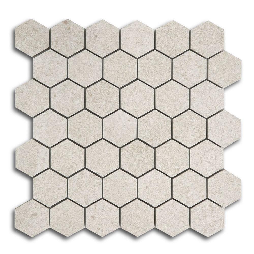 2" Forte Beige Hexagon Matte Marble Laminated Porcelain Mosaic Tile 2" Forte Beige Hexagon Matte Marble Laminated Porcelain Mosaic Tile - American Tile Depot