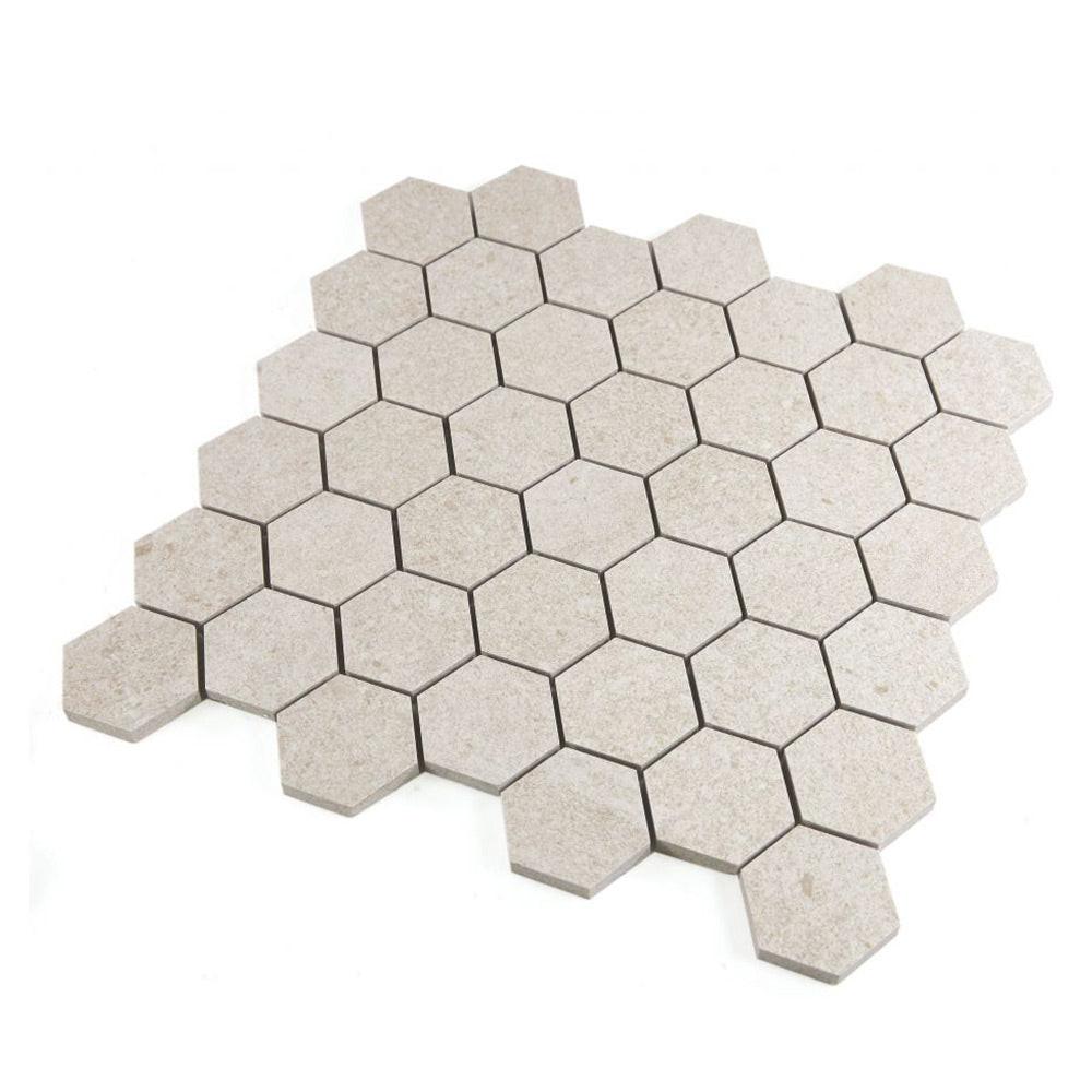 2" Forte Beige Hexagon Matte Marble Laminated Porcelain Mosaic Tile 2" Forte Beige Hexagon Matte Marble Laminated Porcelain Mosaic Tile - American Tile Depot