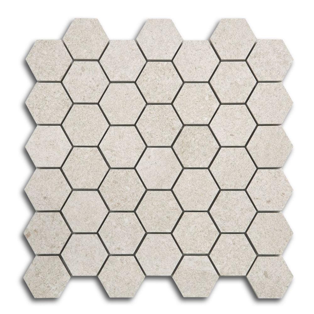 2" Forte Beige Hexagon Matte Marble Laminated Porcelain Mosaic Tile 2" Forte Beige Hexagon Matte Marble Laminated Porcelain Mosaic Tile - American Tile Depot