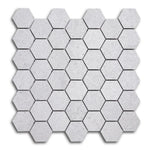 2" Forte Silver Hexagon Matte Marble Laminated Porcelain Mosaic Tile 2" Forte Silver Hexagon Matte Marble Laminated Porcelain Mosaic Tile - American Tile Depot